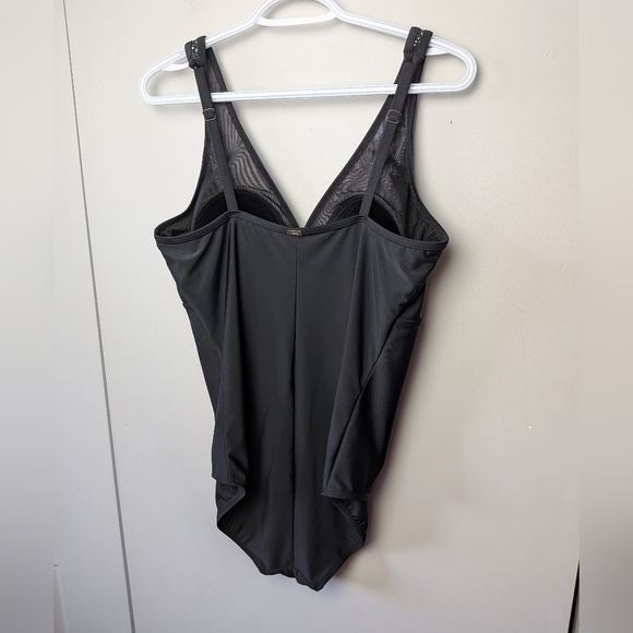 KRISTA One Piece Bathing Suit Women Size 16  Black With White Details On Breast - Picture 3 of 8